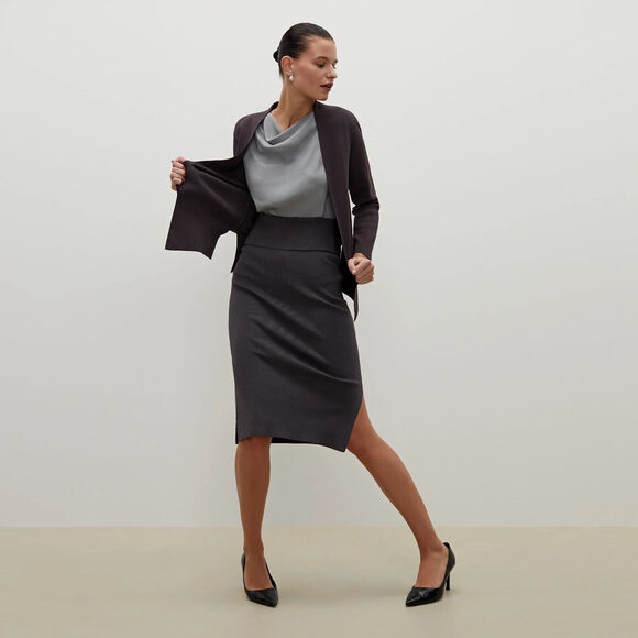 MM. LAFLEUR Skirt Size Small Harlem 2.0 Stretch Knit Foldover Waist Gray - Picture 1 of 9